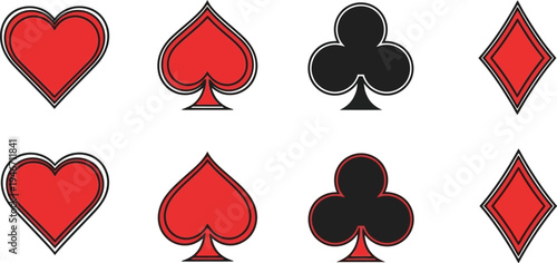 Collection of classic playing card suits vector illustration graphic