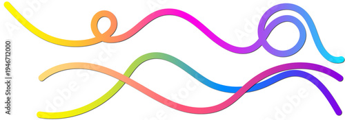 Colorful abstract gradient wave lines with loop curves, flowing ribbon stripes and smooth fluid shapes, modern dynamic design elements for tech backgrounds, web banners