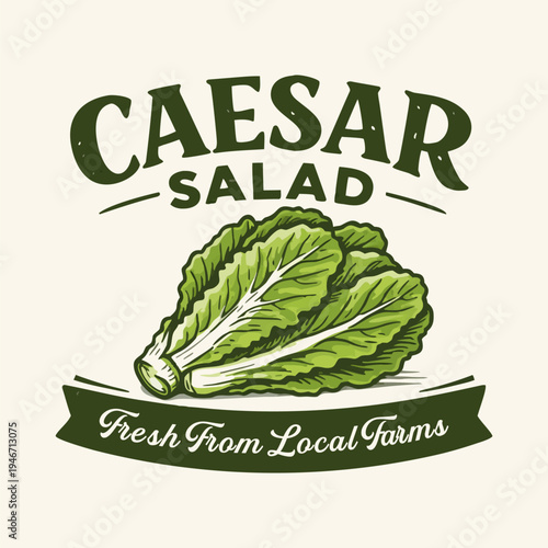 Caesar salad logo vector illustration template