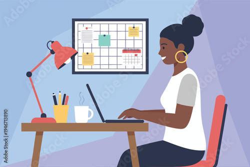 Hand drawn of online business meeting from home with collagues, sketch design illustration