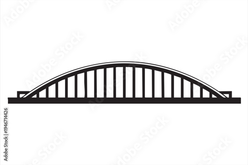 Minimal arch bridge structure icon for transportation infrastructure civil engineering river crossing urban planning and construction design graphics