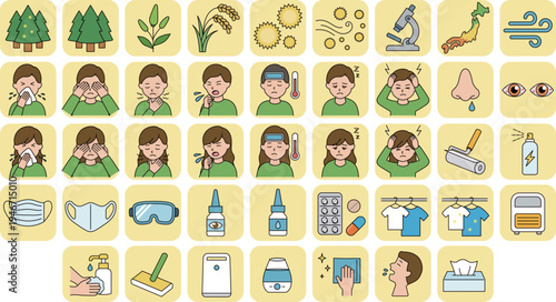 花粉症・アレルギーのベクターイラスト素材セット