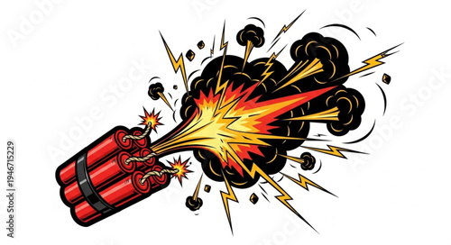 Exploding Dynamite Stick Cartoon.