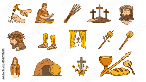 comprehensive holy week collection with pontius pilate washing hands and religious symbols