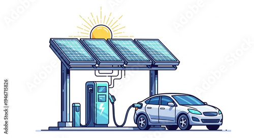 Electric car solar charging station.