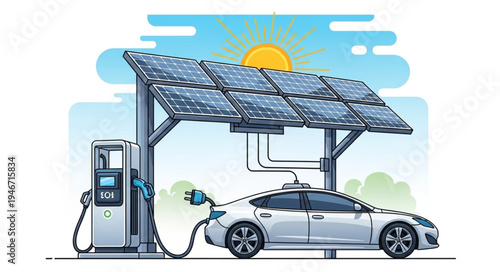 Electric car solar charging station.
