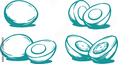 Hand Drawn Avocado Set Vector Illustration, Fresh Avocado Fruit Sketch Collection.