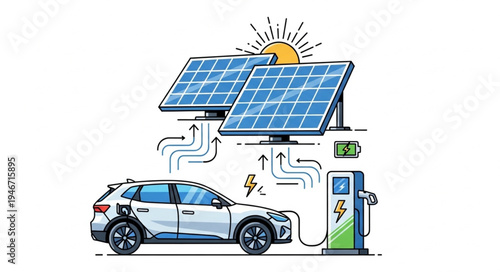 Electric car solar panel charging.