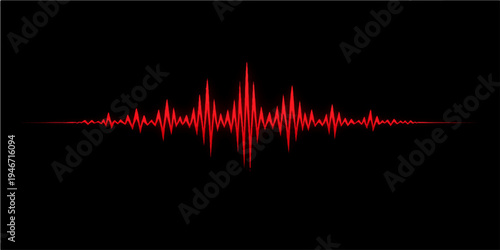 A digital blue sound wave vector featuring a medical heartbeat pulse graph with an EKG cardiogram monitor line for music audio technology and healthcare frequency monitoring