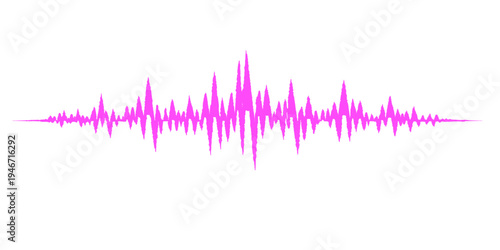 Abstract digital music technology illustration featuring a pink audio waveform and blue equalizer pulse design on a vector electronic soundwave background