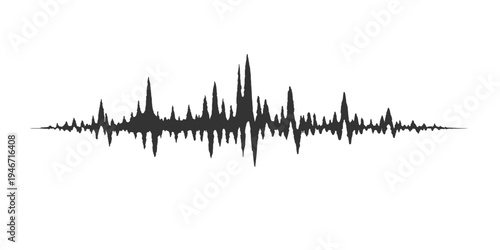 Abstract vector illustration of a digital music wave and blue city skyline silhouette featuring palm trees and a technology equalizer pulse design backdrop