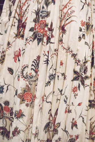 Vintage Floral Textile with Intricate Botanical Pattern