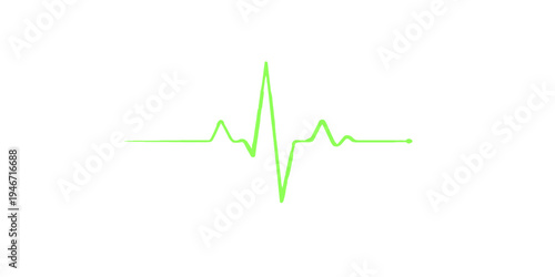 A green medical EKG monitor graph wave forms a heart symbol to illustrate a healthy pulse rate and life-giving heartbeat on a digital electrocardiogram healthcare chart