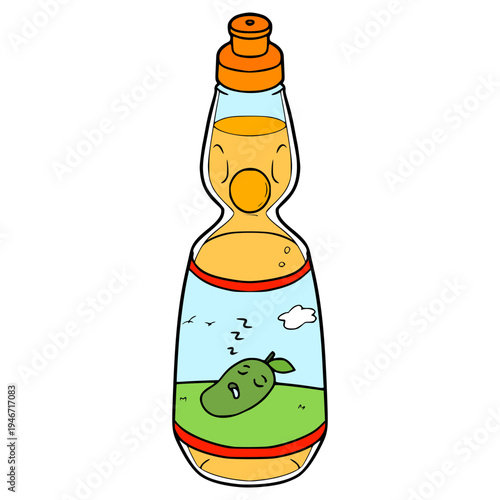mango ramune illustration hand drawn isolated vector