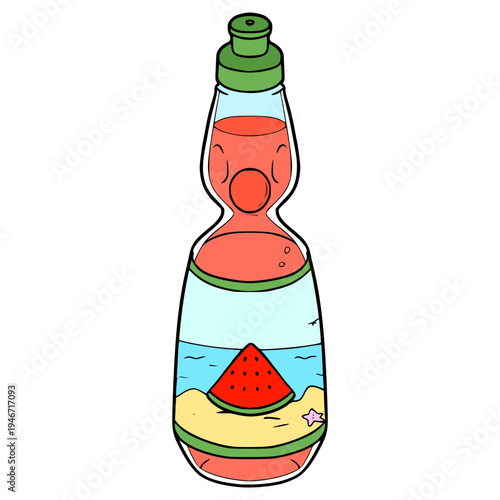 watermelon ramune illustration hand drawn isolated vector