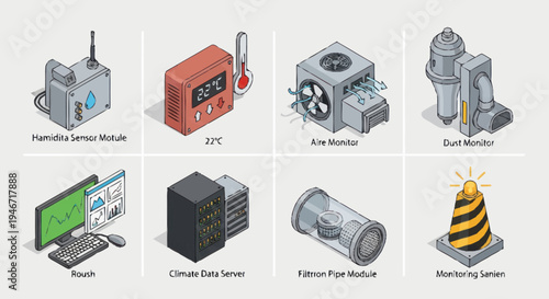 Collection of Industrial IoT and Smart City Technology Icons.