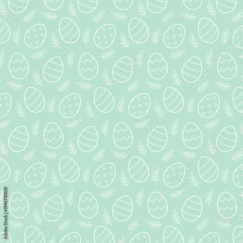 Seamless pattern with Easter eggs on pink background. Spring season Easter holiday vector illustration.