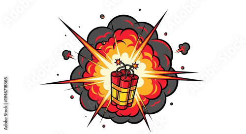 Explosion blast bomb cartoon style.