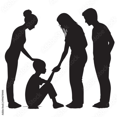 Black Orphan support Silhouette Vector, High Quality Illustration on White Background