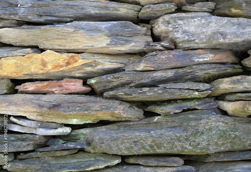 Wallpaper Mural Dry stone wall texture with slate rocks and moss Torontodigital.ca