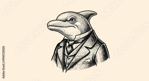 Dapper Dolphin Dressed in a Suit and Tie.