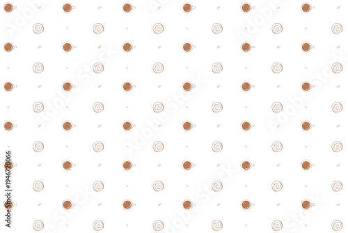 カフェモチーフのシームレスパターン背景｜コーヒー・シナモンロール・コーヒー豆