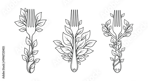 Floral fork designs with botanical elements a striking silhouette