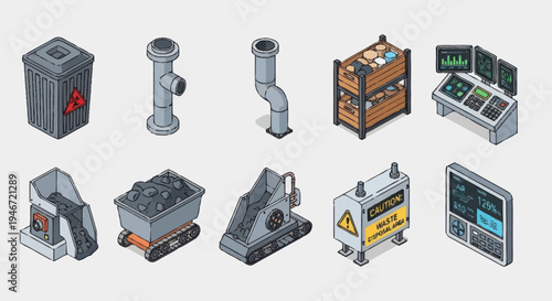 Isometric Industrial Objects Collection.