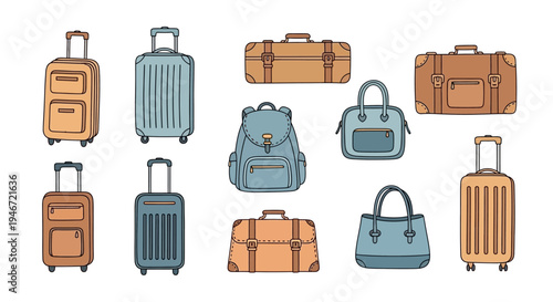 Collection of various luggage and travel bags.