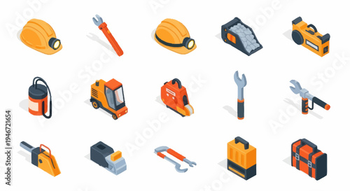 Collection of Construction and Industrial Tools and Equipment.