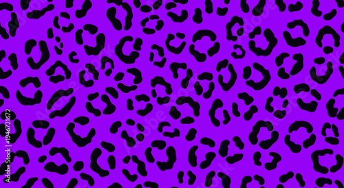 Vibrant purple leopard print pattern with black spots.