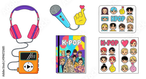 K pop music themed stickers and accessories.