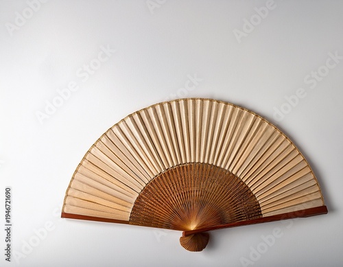 japanese folding fan made with bamboo and traditional elegant antique for mockup white blank space japanese culture