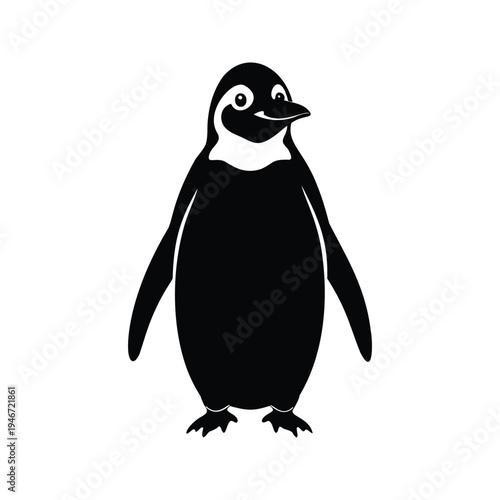 Adorable penguin standing on ice, silhouette vector illustration design, penguinsilhouette vector illustration
