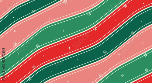 Vibrant wavy stripes in red green and pink with white sparkles.
