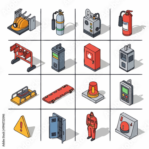 Collection of Safety and Emergency Equipment Icons.