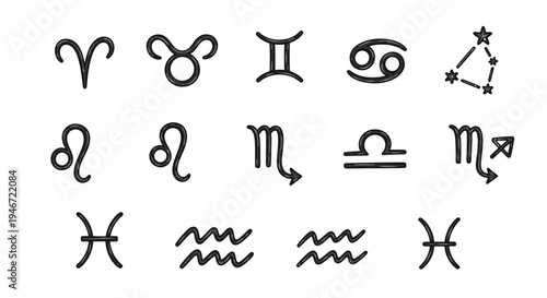 Zodiac signs and symbols.