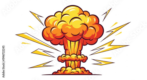 Explosion blast cartoon nuclear.