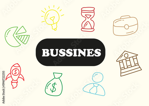 A collection of business related icons.