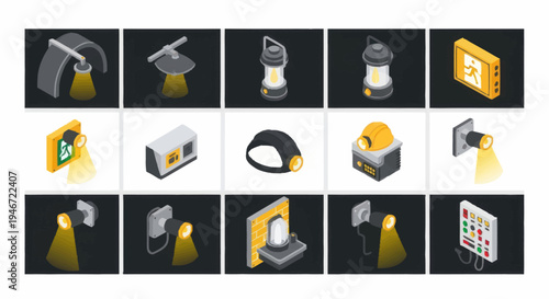 Collection of Diverse Lighting Fixtures and Devices.