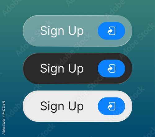 Sign up button set for element call to action design