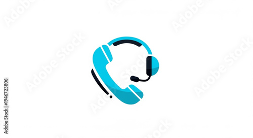 Customer service headset and telephone icon symbol.