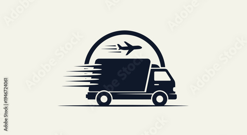 Fast Delivery And Logistics Service Illustration Showing Cargo Truck With Speed Motion Lines Symbolizing Express Shipping, Courier Transport, Global Supply Chain Management, E Commerce Delivery Servic