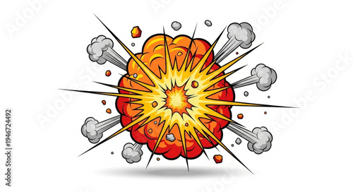 Explosion blast with fire and smoke.