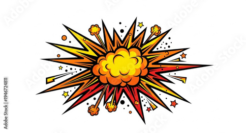Explosion Blast Fire Comic Style.