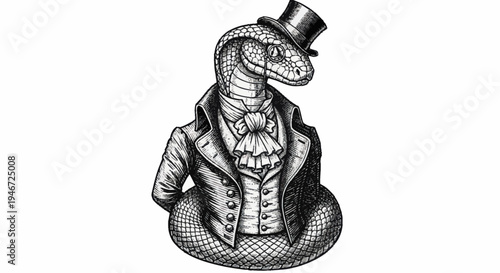 Elegant Cobra Dressed in Victorian Gentleman Attire.