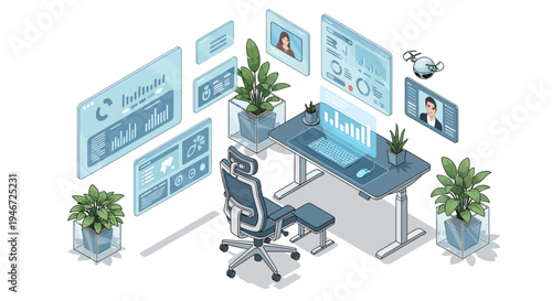 Customer Support Service With Headset Operator Online Help Desk Vector Illustration