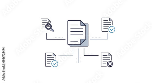 Document Management System Digital File Organization Workflow Vector Illustration
