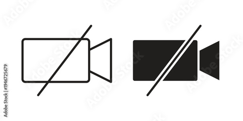 Video off icon outline vector set. icon vector isolated on white background. EPS 10