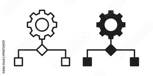 Workflow process icon outline vector set. icon vector isolated on white background. EPS 10